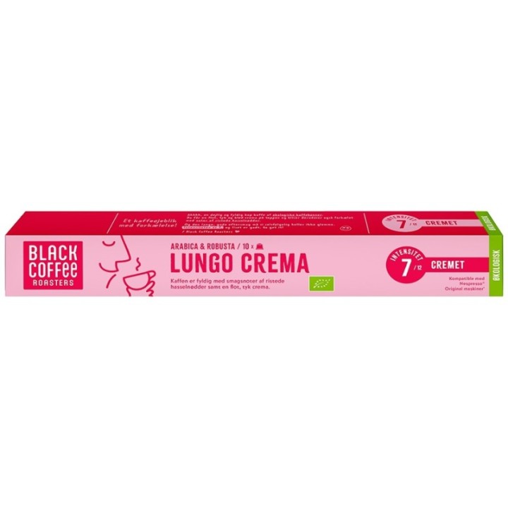 Black Coffee Roasters Lungo Crema Kaffekapsler Øko 10 x 10 stk
