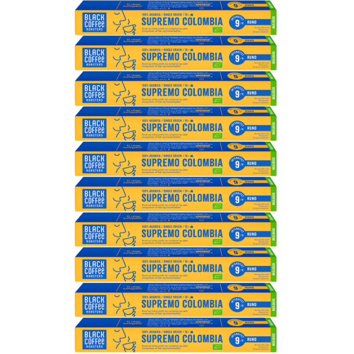 Black Coffee Roasters Supremo Colombia Kaffekapsler Øko 10 x 10 stk