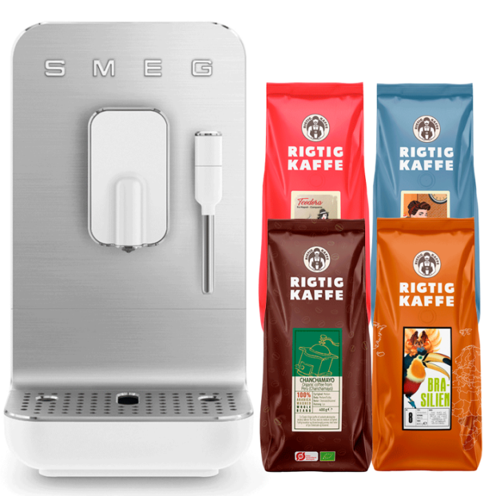 Smeg BCC12WHMEU Hvid Inkl. 1,8kg Rigtig Kaffe Mixpakke Kaffebønner