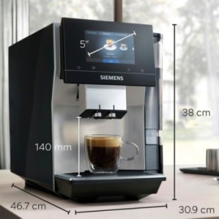 Siemens TP715R07 EQ700 Inox Silver Metallic Espressomaskine Inkl. Mælkebeholder Glas 0,7L