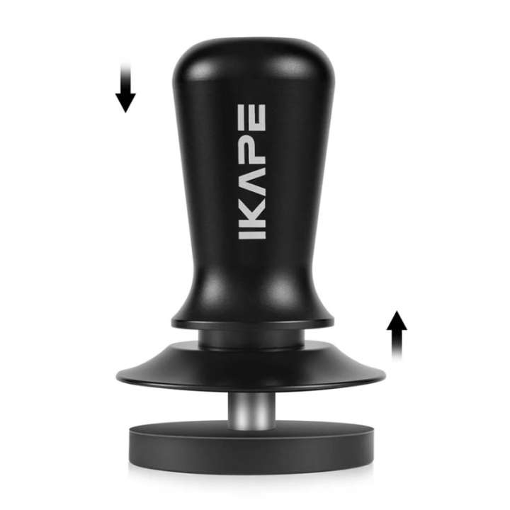IKAPE V3 Kalibreret Tamper med Fjeder, Riller & Titaniumsbelægning 58 mm Sort