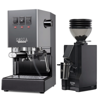 Gaggia Classic E24 Grå Espressomaskine Inkl. Eureka Mignon Zero 55s Mat Sort Espressokværn