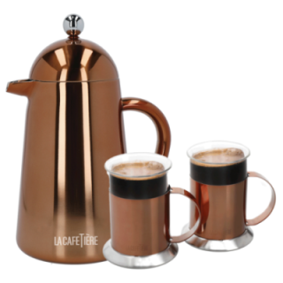 La Cafetière Havana 8 Kop. Stempelkande Kobber Inkl. La Cafetière Krus 30 cl 2 Stk Kobber