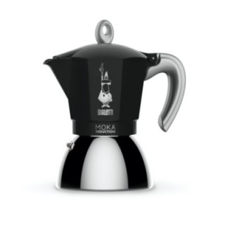 Bialetti Moka Induktion 4 Kop. Espressokande Sort Inkl. Club House Tulipano Espresso m. Underkop Mat Brun 7 cl 2 Stk