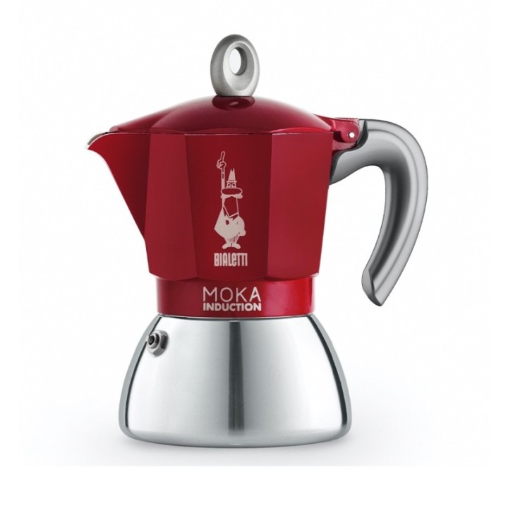 Bialetti Moka Induktion 6 Kop. Espressokande Rød Inkl. Club House Maniko Espresso m. Underkop Rød 7 cl 2 Stk