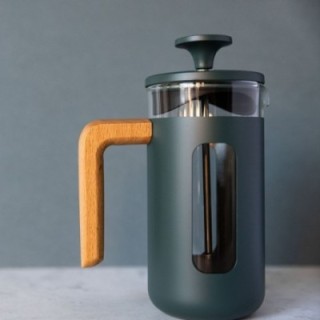 La Cafetière Pisa 8 Kop. Stempelkande Grøn Inkl. House of Barista Elektrisk Kaffemølle & Rigtig Kaffe 400g Hele kaffebønner