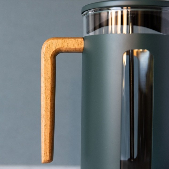 La Cafetière Pisa 8 Kop. Stempelkande Grøn Inkl. House of Barista Elektrisk Kaffemølle & Rigtig Kaffe 400g Hele kaffebønner