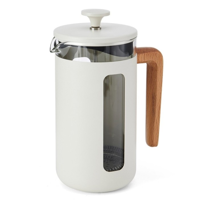 La Cafetière Pisa 8 Kop. Stempelkande Hvid Inkl. House of Barista Elektrisk Kaffemølle & 400g Rigtig Kaffe