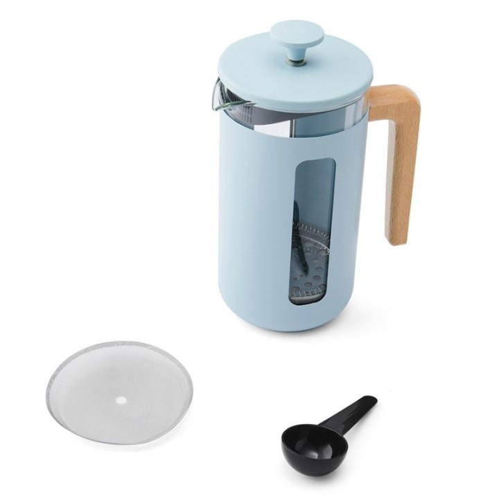 La Cafetière Pisa 8 Kop. Stempelkande Himmelblå Inkl. Fløjtekedel 1,6 L Himmelblå & Krus 35 cl 2 Stk Himmelblå