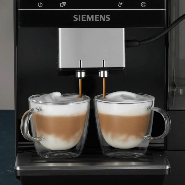 Siemens TP713R19 EQ700 Classic Piano Sort Espressomaskine Inkl. Siemens Mælkebeholder Glas 0,7L