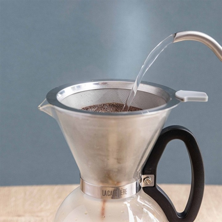 IKAPE Pour Over Kedel med Termometer 1,2 L Stål Inkl. La Cafetière Pour Over 8 Kop.