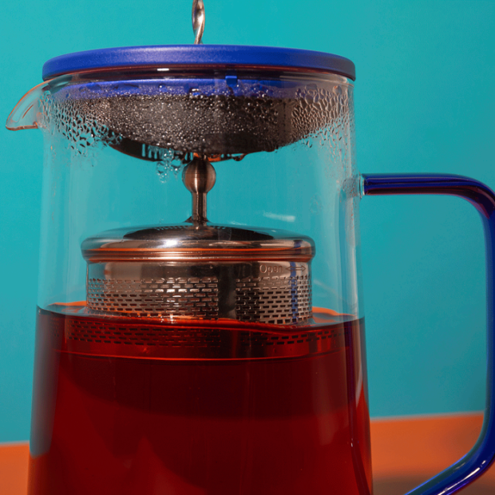 La Cafetière Gyro Spinfuser 1,25 L Tebrygger Blå/Glas Inkl. Østerlandsk Thehus Pyramidetebreve 3 x 12 stk