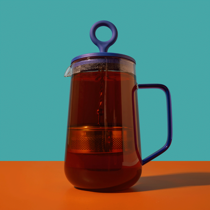 La Cafetière Gyro Spinfuser 1,25 L Tebrygger Blå/Glas Inkl. Østerlandsk Thehus Pyramidetebreve 3 x 12 stk