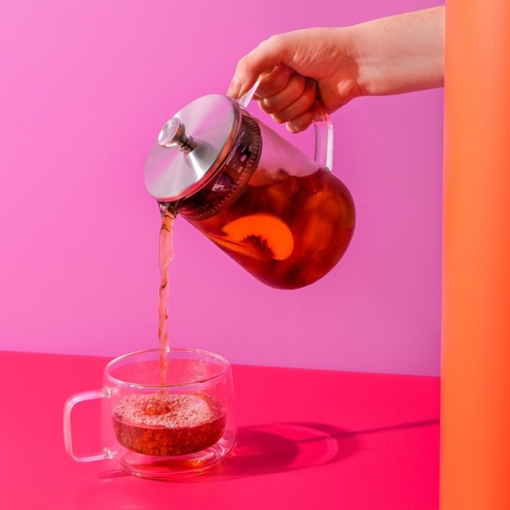 La Cafetière 4 Kop. Tebrygger Stål/Glas Inkl. Østerlandsk Thehus Pyramidetebreve 36 stk