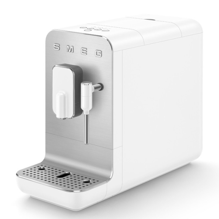 Smeg BCC12WHMEU Espressomaskine Hvid Inkl. Mælkekande 0,35L & Rigtig Kaffe Crema Intenso 1kg Hele kaffebønner