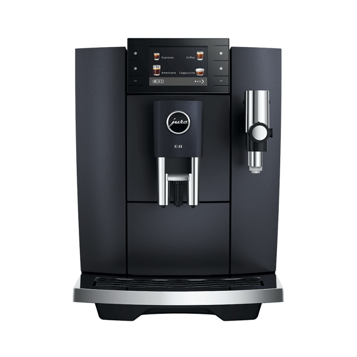 Jura E8 (ED) Cosmic Black Espressomaskine Inkl. Startpakke (DK sprog), Pleje, Filtre, Mælkebeholder & 3kg Super Crema