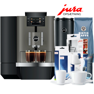 Jura X10c (EA) Dark Inox Espressomaskine Inkl. Startpakke, 1L Cooler, Pleje, Kaffe & Opsætning