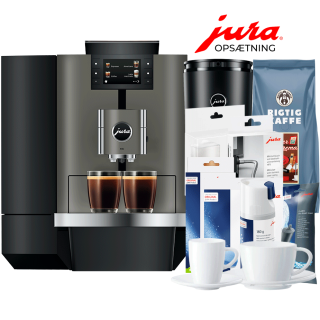 Jura X10c (EA) Dark Inox Espressomaskine Inkl. Startpakke, 2,5L Cooler, Pleje, Kaffe & Opsætning