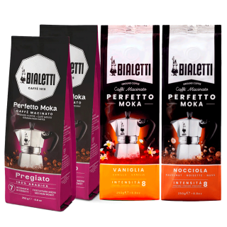 Bialetti Perfetto Moka Vaniglia, Nocciola & Pregiato 4x250g Malet Kaffe