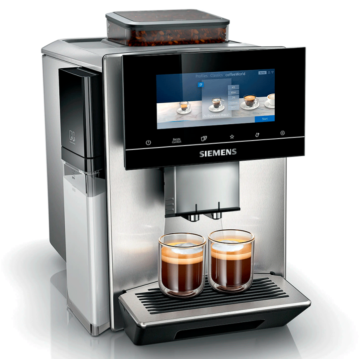 Siemens TQ905RZ3 EQ900 Plus Espressomaskine Inkl. AutoCalc'n Clean, Termokande & 6kg Rigtig Kaffe Hele kaffebønner