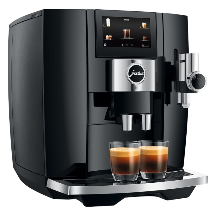 Jura J8 (EA) Piano Black Espressomaskine Inkl. Startpakke, Mælkebeholder, Pleje, Filter & 3kg Rigtig Kaffe Crema Intenso
