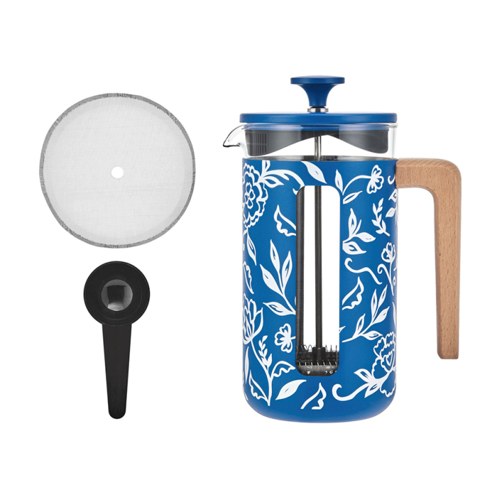 La Cafetière Pisa 8 Kop. Stempelkande Blu Fiorato
