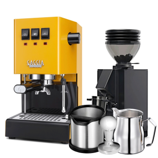 Gaggia Classic E24 Sunshine Yellow Espressomaskine Inkl. Eureka Mignon Zero 55s & Baristaudstyr