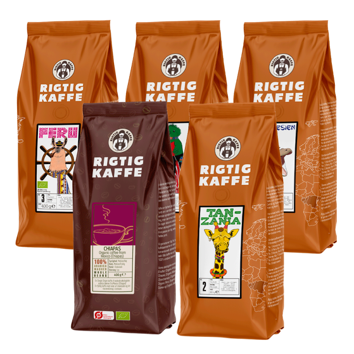Rigtig Kaffe Mixpakke 2kg Hele kaffebønner