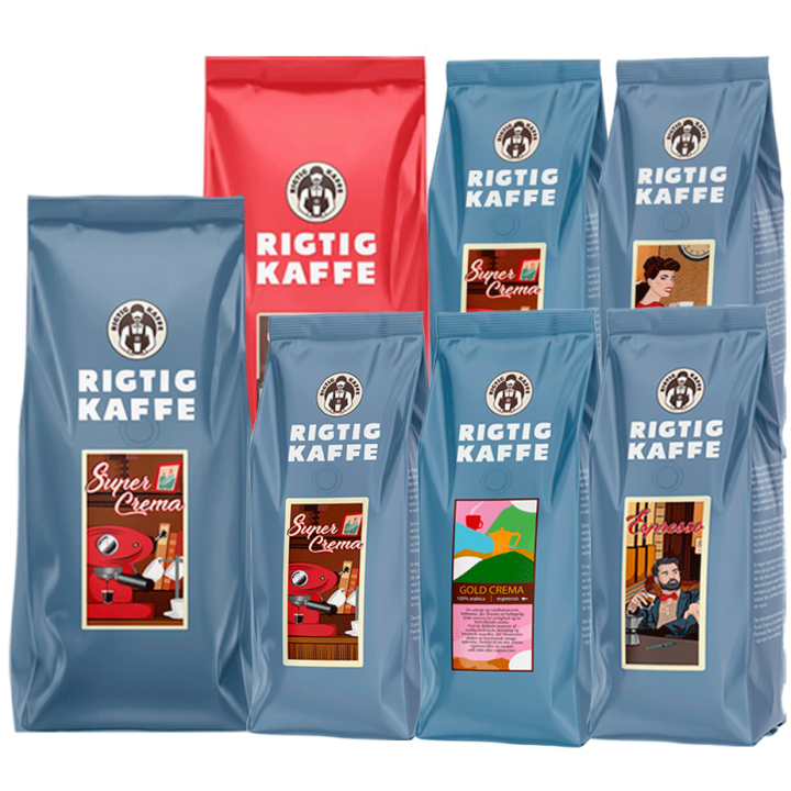 Rigtig Kaffe Mixpakke 4,5kg Hele kaffebønner