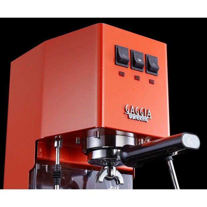 Gaggia Classic E24 Lobster Red Espressomaskine Inkl. Eureka Mignon Zero 65 Speedy Mat Sort Espressokværn