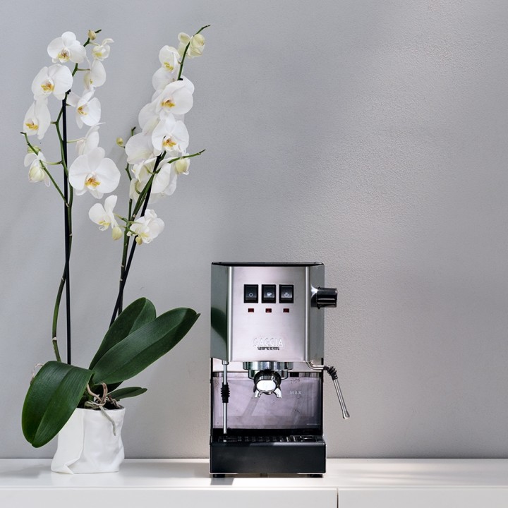 Gaggia Classic E24 Stål Espressomaskine Inkl. Eureka Mignon Zero 65 Speedy Mat Sort Espressokværn