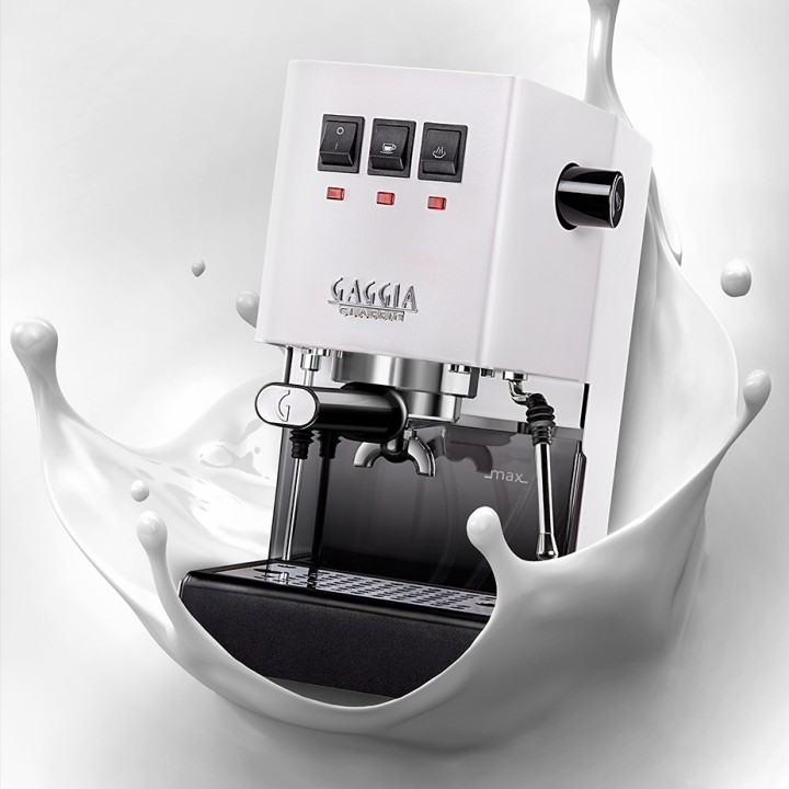 Gaggia Classic E24 Hvid Espressomaskine Inkl. Eureka Mignon Zero 65 Speedy Hvid Espressokværn