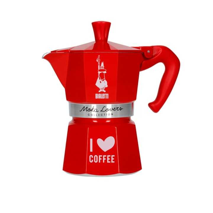 Bialetti Moka Lovers 3 Kop. Espressokande Rød - I Love Coffee Bialetti Moka Lovers 3 Kop. Espressokande Rød - I Love Coffee