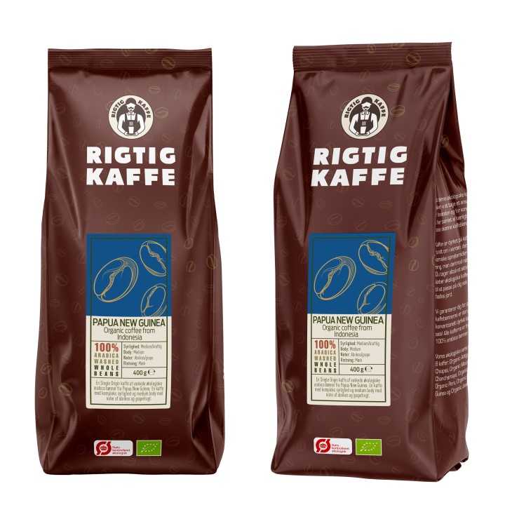 Rigtig Kaffe Organic Papua New Guinea 400g Hele kaffebønner Rigtig Kaffe Organic Papua New Guinea 400g Hele kaffebønner