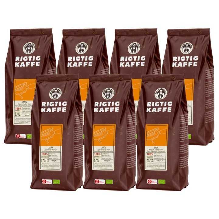 Rigtig Kaffe Organic Java 7x400g Hele kaffebønner Rigtig Kaffe Organic Java 7x400g Hele kaffebønner