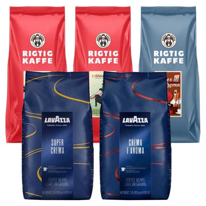 Rigtig Kaffe & Lavazza Mixpakke 5kg Hele kaffebønner Rigtig Kaffe & Lavazza Mixpakke 5kg Hele kaffebønner