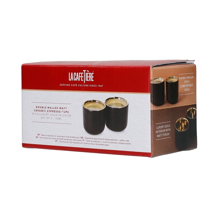 La Cafetière Dobbeltvægget Espressokop 7 cl 2 Stk Sort/Guld La Cafetière Dobbeltvægget Espressokop 7 cl 2 Stk Sort/Guld