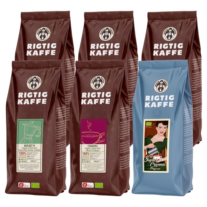 Rigtig Kaffe Økologisk Mixpakke 2,5kg Hele kaffebønner Rigtig Kaffe Økologisk Mixpakke 2,5kg Hele kaffebønner