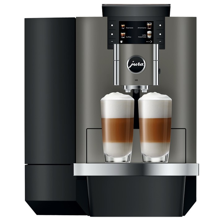 Jura X10 (EA) Dark Inox Espressomaskine Inkl. 1L Cooler, Pleje & 12kg Kaffe Jura X10 (EA) Dark Inox Espressomaskine Inkl. 1L Cooler, Pleje & 12kg Kaffe