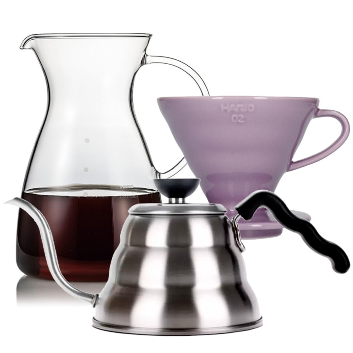 Hario Filterbryg Sæt Inkl. V60-02 Keramik Dripper 2 Kop, Glaskande 0,4 L & Kedel Hario Filterbryg Sæt Inkl. V60-02 Keramik Dripper 2 Kop, Glaskande 0,4 L & Kedel