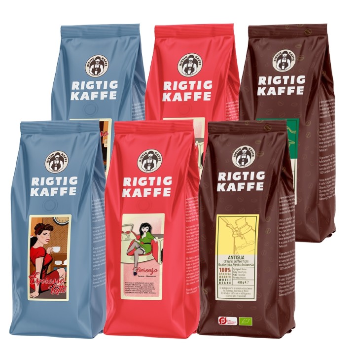 Rigtig Kaffe Mixpakke 2,8kg Hele kaffebønner Rigtig Kaffe Mixpakke 2,8kg Hele kaffebønner
