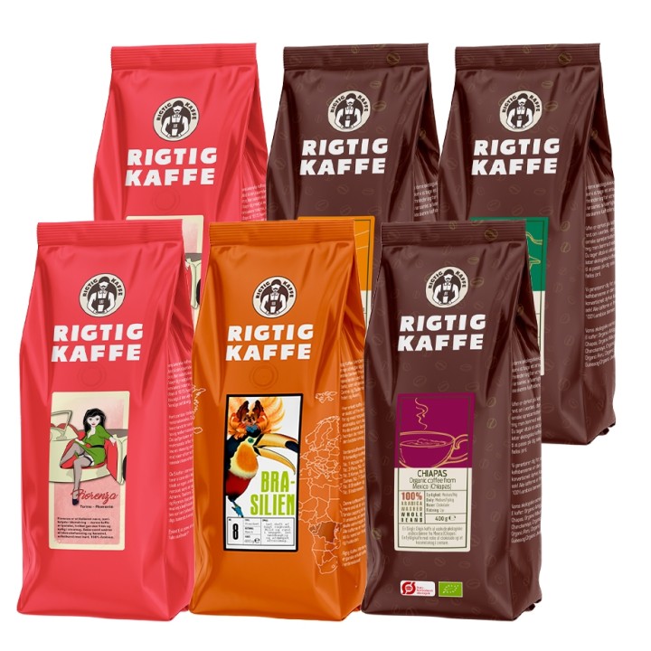 Rigtig Kaffe Mixpakke 2,7kg Hele kaffebønner Rigtig Kaffe Mixpakke 2,7kg Hele kaffebønner