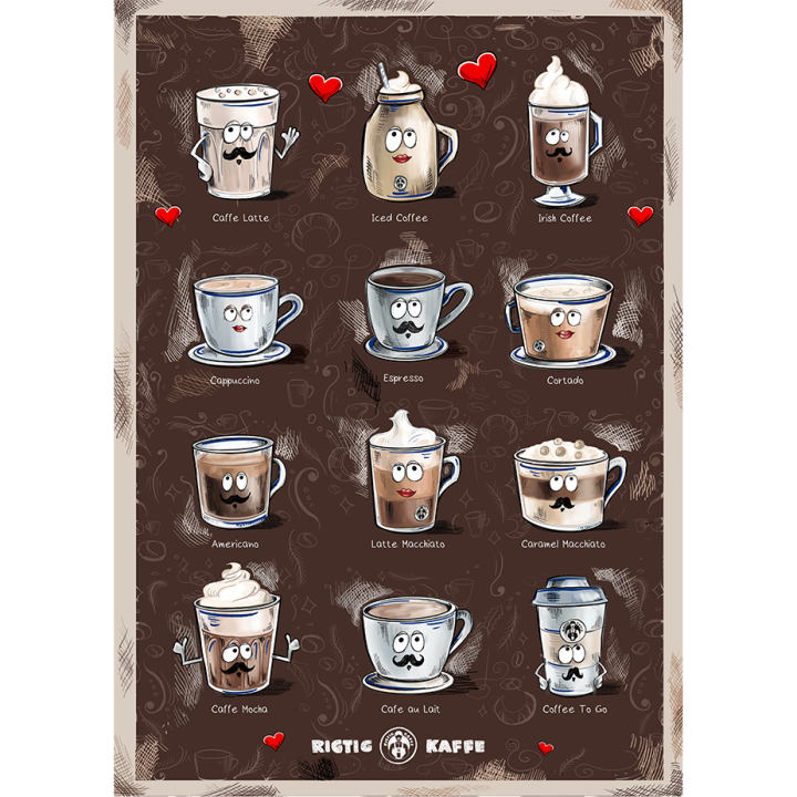 Rigtig Kaffe Crema Intenso 10kg Hele kaffebønner Inkl. Kaffeplakat Rigtig Kaffe COFFEE DRINKS 50x70cm Rigtig Kaffe Crema Intenso 10kg Hele kaffebønner Inkl. Kaffeplakat Rigtig Kaffe COFFEE DRINKS 50x70cm
