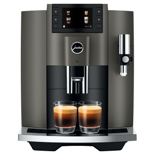 Jura E8 (EC) Dark Inox Espressomaskine Inkl. Startpakke (DK sprog), Mælkebeholder, Rigtig Kaffe & Pleje