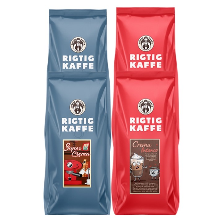 Rigtig Kaffe Crema Intenso & Super Crema 4kg Hele kaffebønner Rigtig Kaffe Crema Intenso & Super Crema 4kg Hele kaffebønner