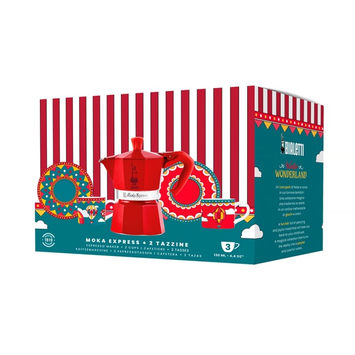 Bialetti Moka Express 3 Kop. Espressokande Rød Inkl. Espressokopper m. Underkopper 2 stk – Winter Wonderland Limited Edition Bialetti Moka Express 3 Kop. Espressokande Rød Inkl. Espressokopper m. Underkopper 2 stk – Winter Wonderland Limited Edition