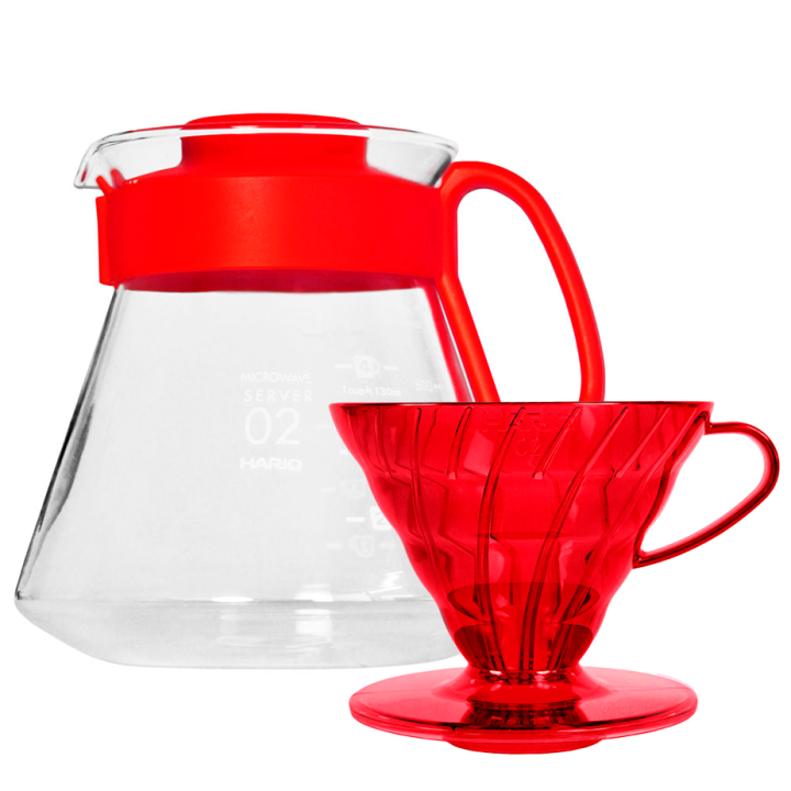 Hario V60 Filterbryg Sæt Rød Inkl. Range Server 0,6 L, Dripper 2 Kop. & Filtre Hario V60 Filterbryg Sæt Rød Inkl. Range Server 0,6 L, Dripper 2 Kop. & Filtre