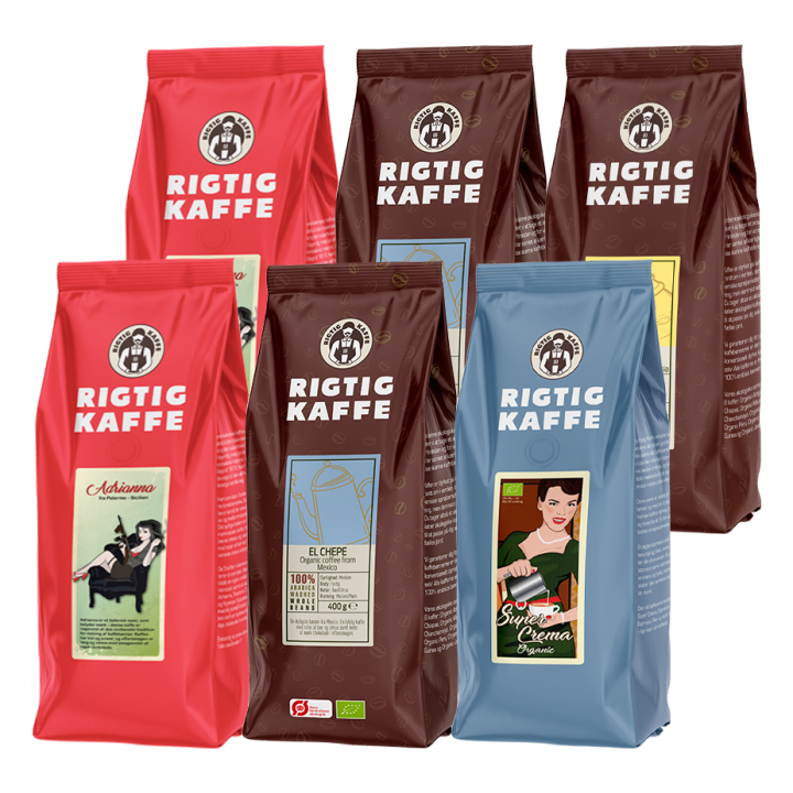 Rigtig Kaffe Mixpakke 2,7kg Hele kaffebønner Rigtig Kaffe Mixpakke 2,7kg Hele kaffebønner