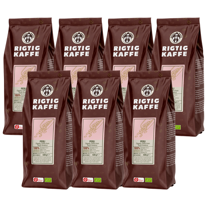 Rigtig Kaffe Organic Peru 7x400g Hele kaffebønner Rigtig Kaffe Organic Peru 7x400g Hele kaffebønner