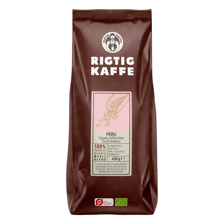 Rigtig Kaffe Organic Peru 400g Hele kaffebønner Rigtig Kaffe Organic Peru 400g Hele kaffebønner